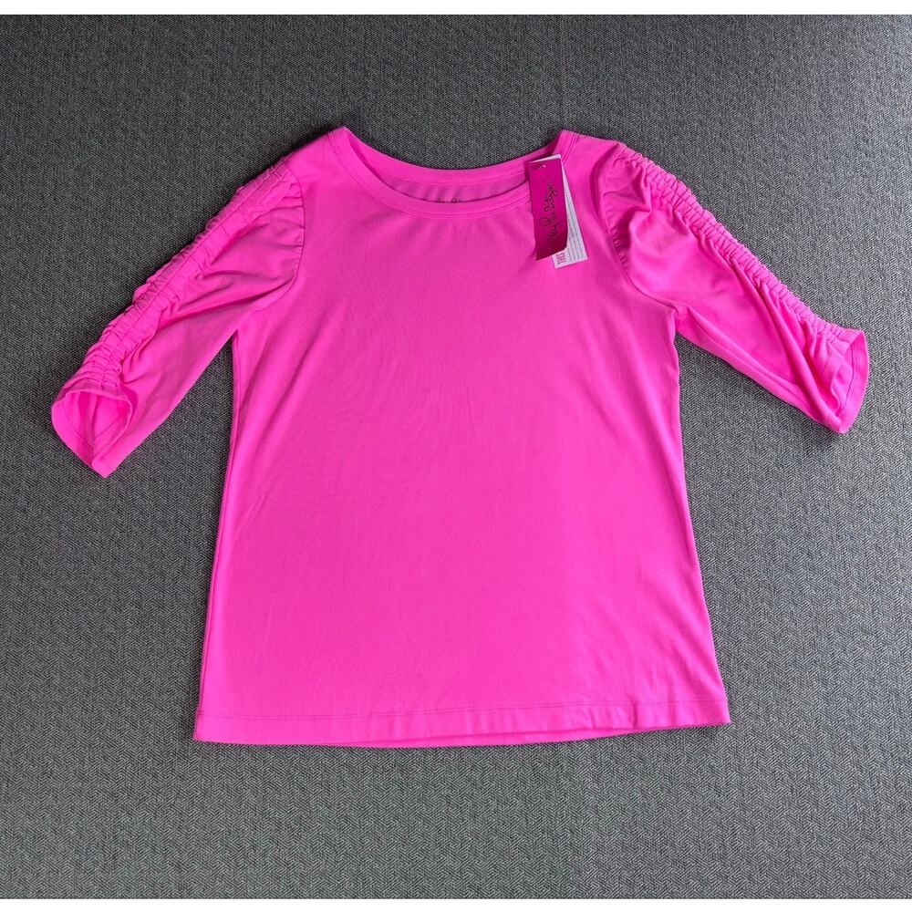 NWT Lilly Pulitzer Sz L Belden Knit Top Aura Pink Half Sleeve Women's Shirt - Picture 5 of 9